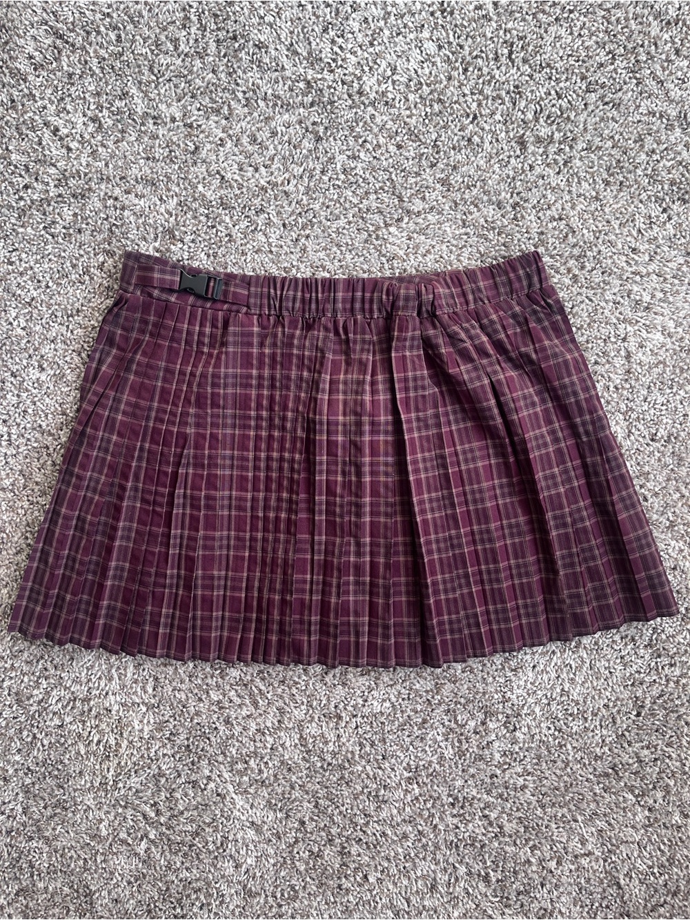 wild fable Burgundy Plaid Pleated Mini Skirt